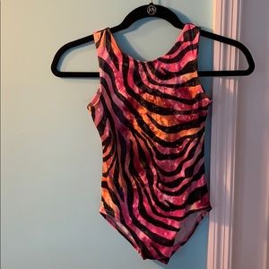 Two toned orange and pink zebra leotard